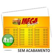 cardápios em PVC 4x0 (10 Unidades)
